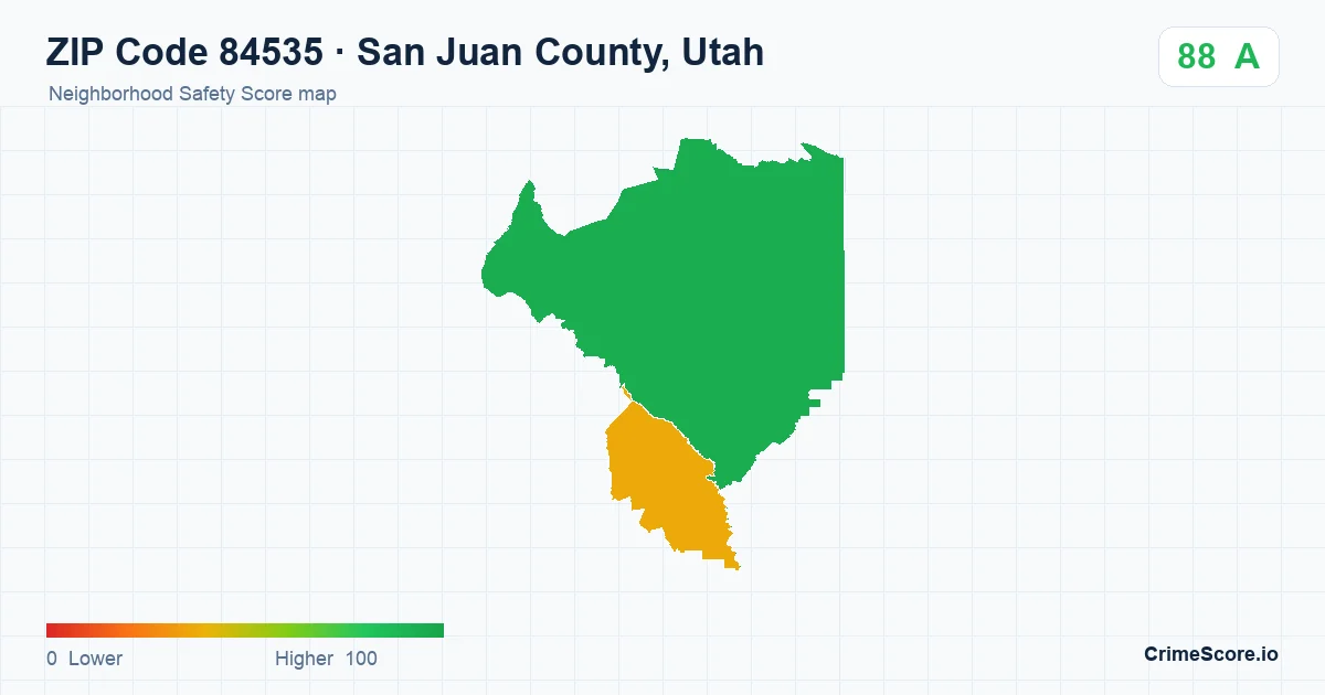 ZIP Code 84535 in San Juan County, Utah neighborhood Safety Score map