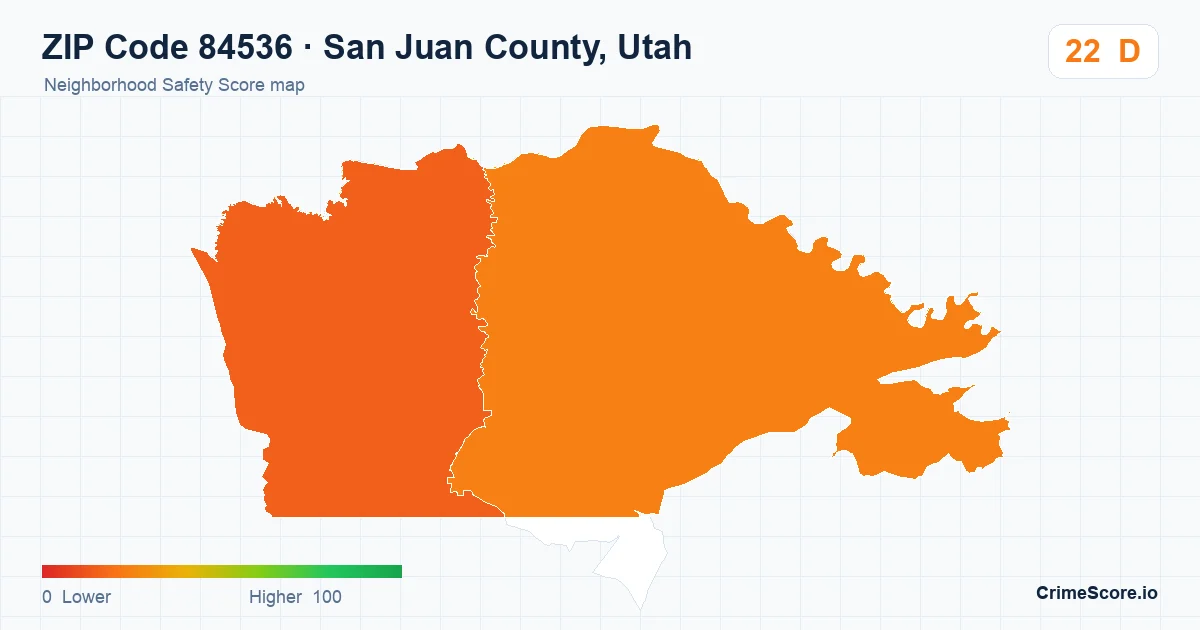 ZIP Code 84536 in San Juan County, Utah neighborhood Safety Score map