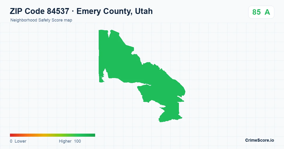 ZIP Code 84537 in Emery County, Utah neighborhood Safety Score map