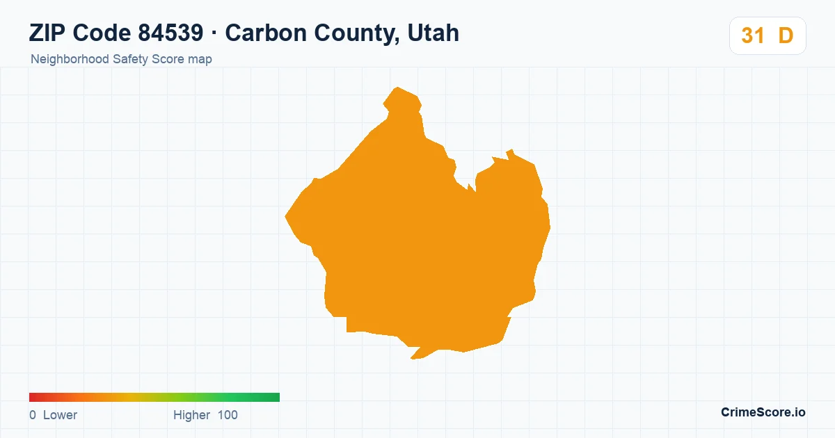 ZIP Code 84539 in Carbon County, Utah neighborhood Safety Score map