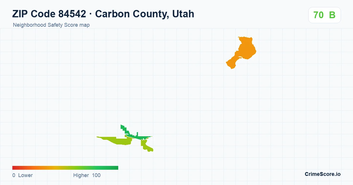 ZIP Code 84542 in Carbon County, Utah neighborhood Safety Score map