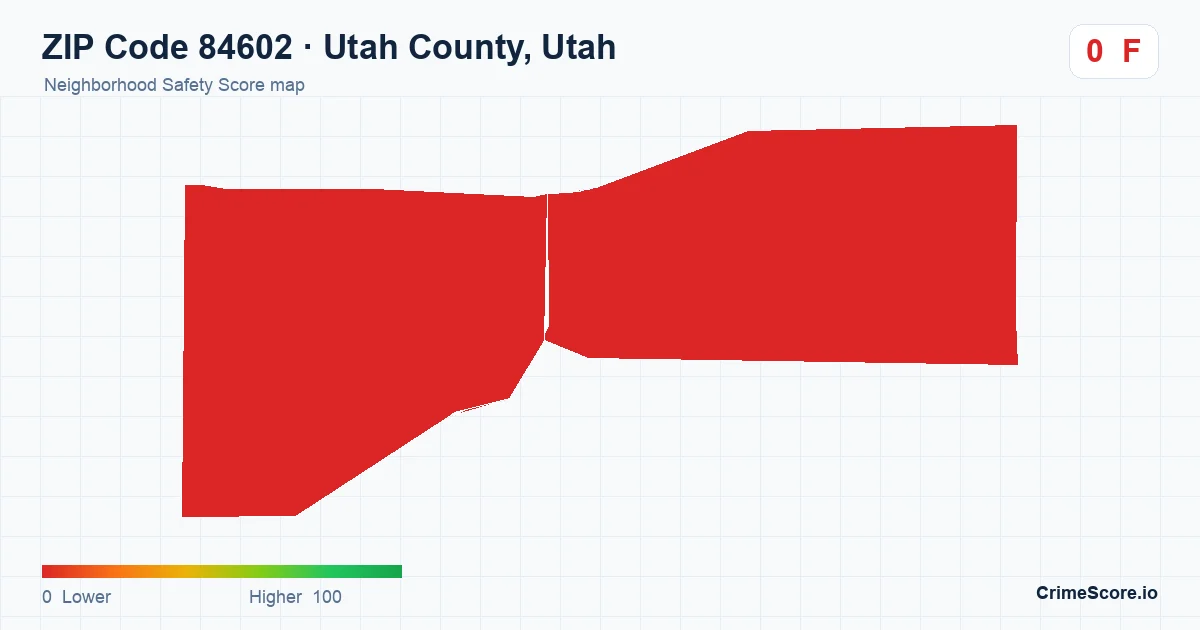 ZIP Code 84602 in Utah County, Utah neighborhood Safety Score map
