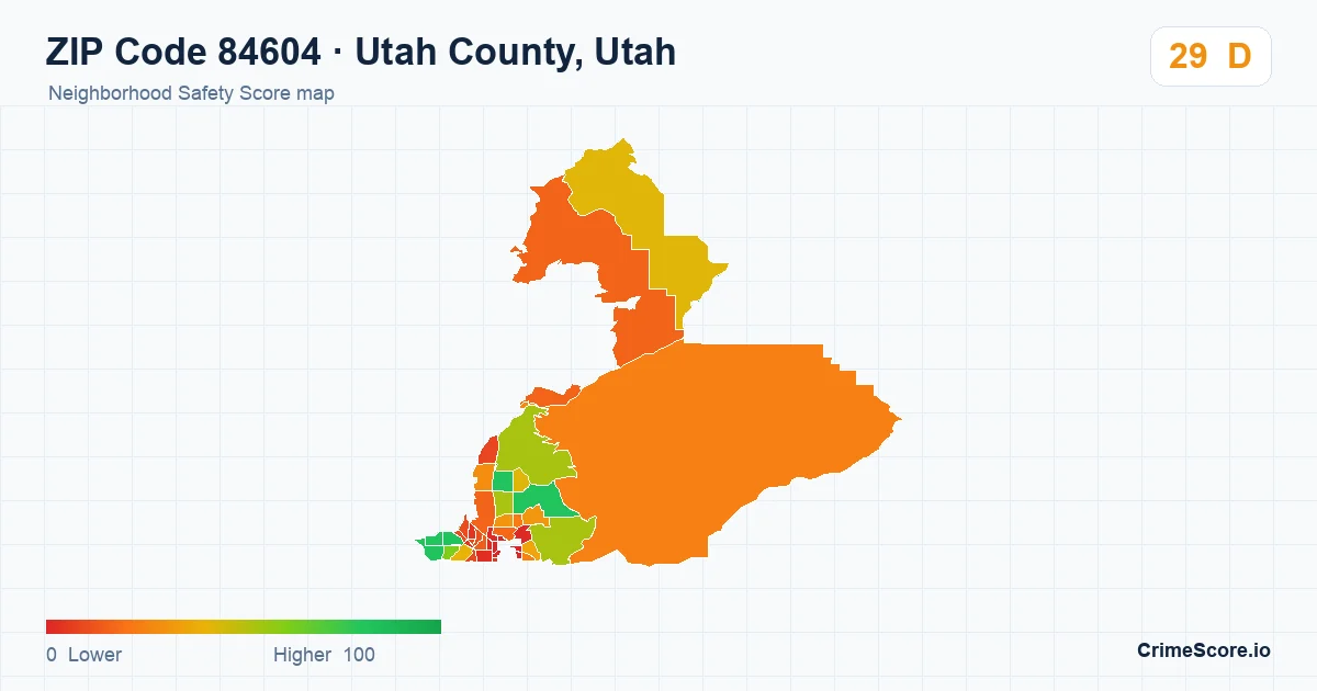 ZIP Code 84604 in Utah County, Utah neighborhood Safety Score map