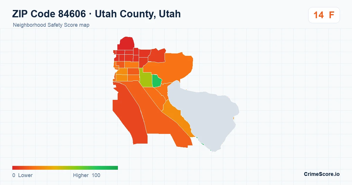 ZIP Code 84606 in Utah County, Utah neighborhood Safety Score map