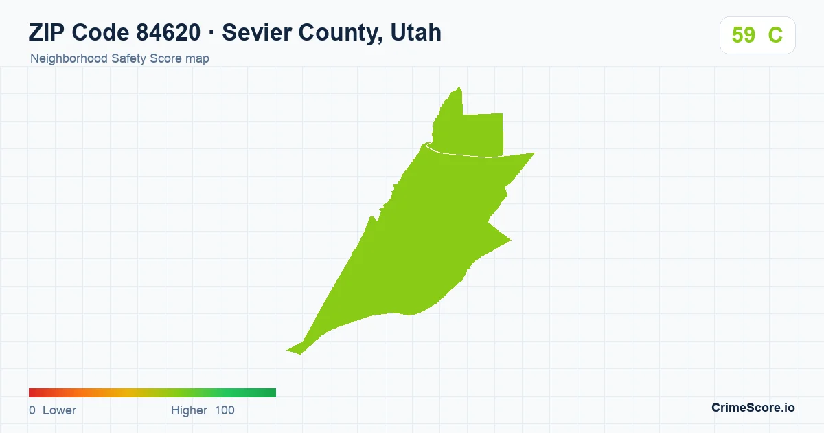 ZIP Code 84620 in Sevier County, Utah neighborhood Safety Score map