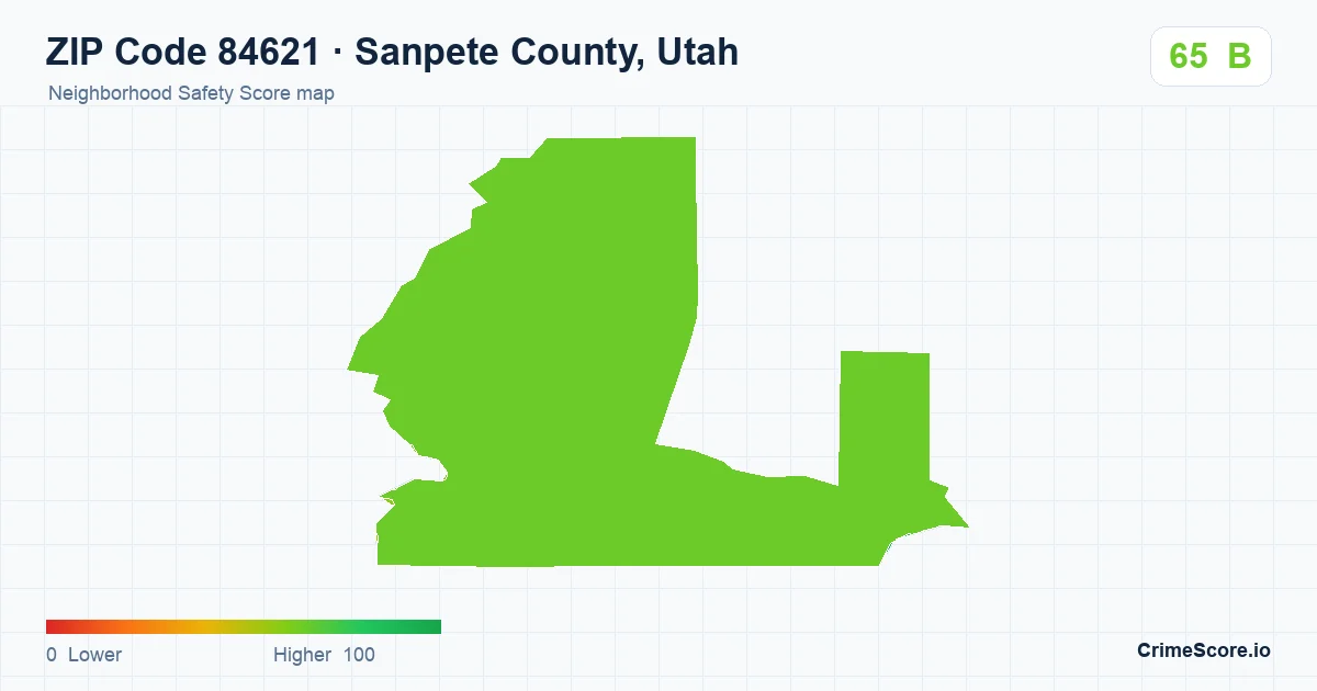 ZIP Code 84621 in Sanpete County, Utah neighborhood Safety Score map