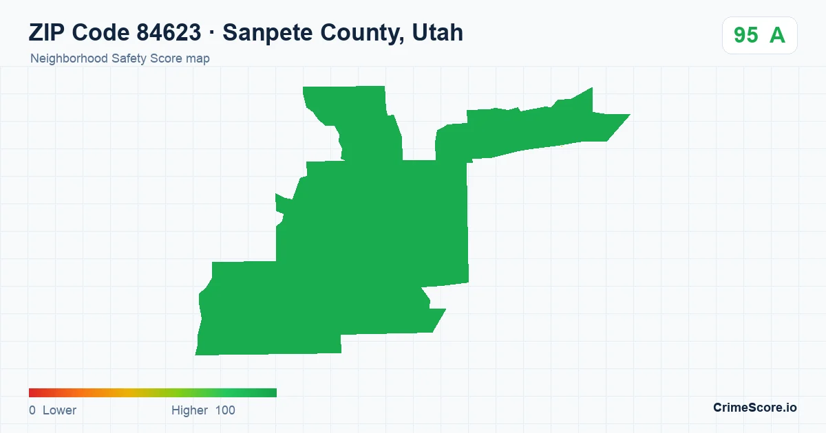ZIP Code 84623 in Sanpete County, Utah neighborhood Safety Score map