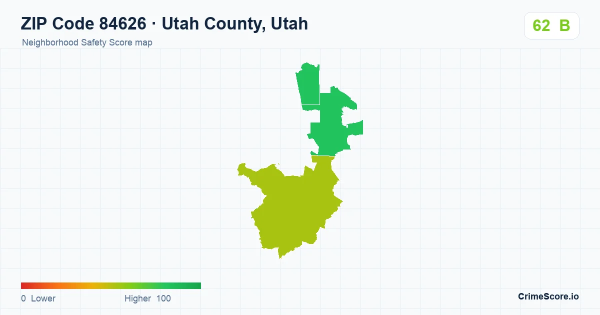 ZIP Code 84626 in Utah County, Utah neighborhood Safety Score map