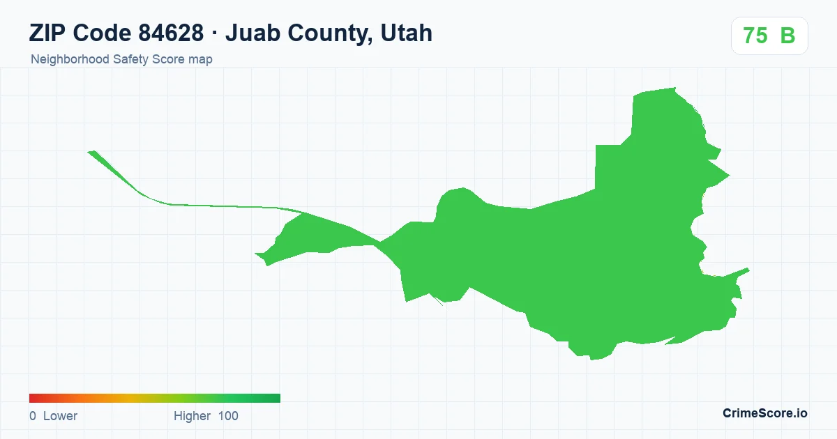 ZIP Code 84628 in Juab County, Utah neighborhood Safety Score map