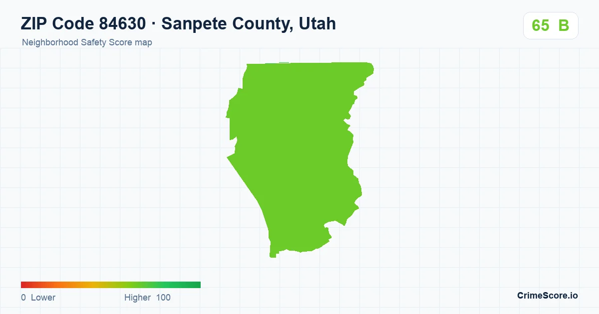 ZIP Code 84630 in Sanpete County, Utah neighborhood Safety Score map