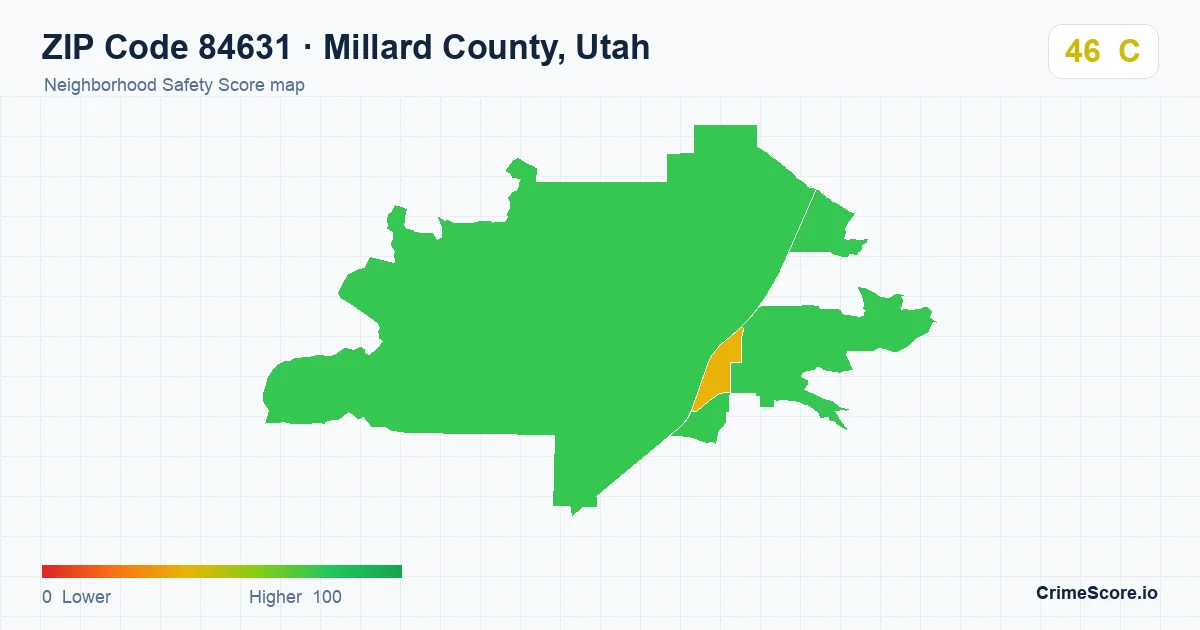 ZIP Code 84631 in Millard County, Utah neighborhood Safety Score map