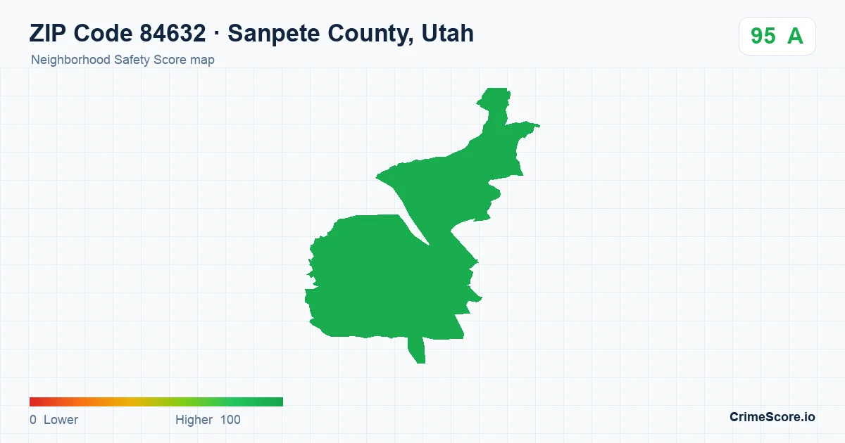 ZIP Code 84632 in Sanpete County, Utah neighborhood Safety Score map