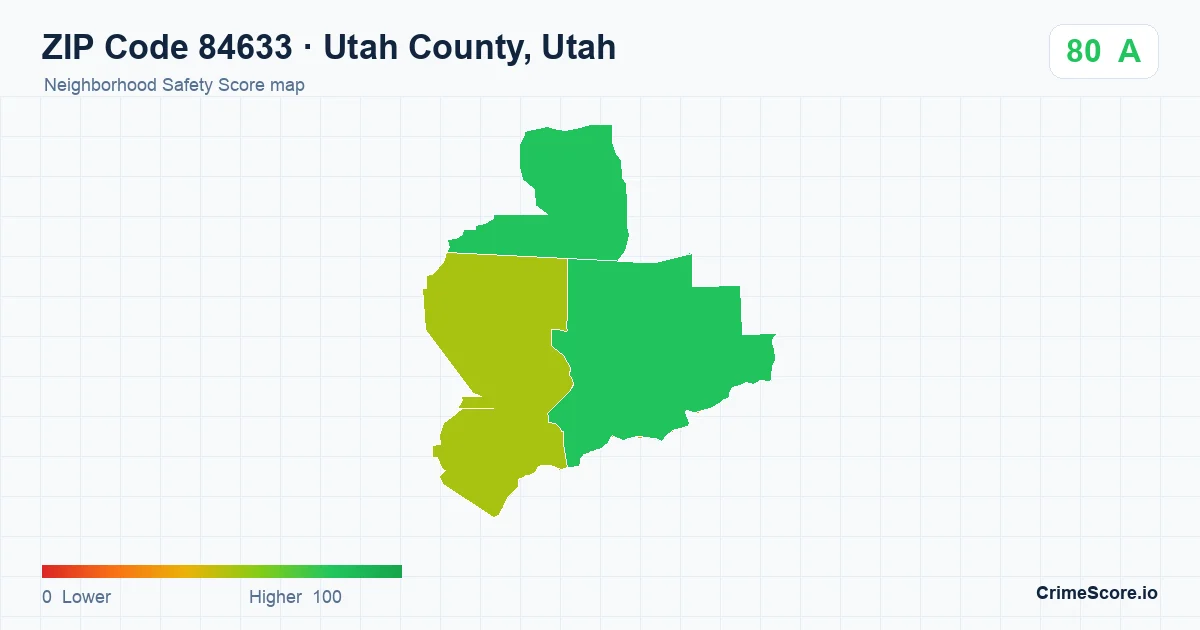 ZIP Code 84633 in Utah County, Utah neighborhood Safety Score map
