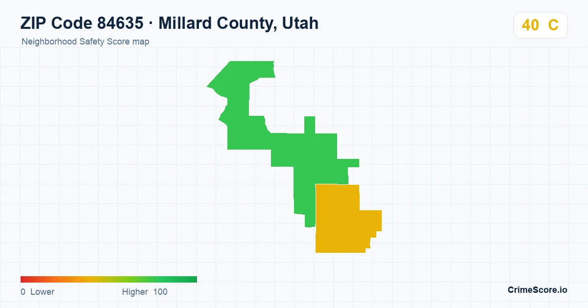 ZIP Code 84635 in Millard County, Utah neighborhood Safety Score map