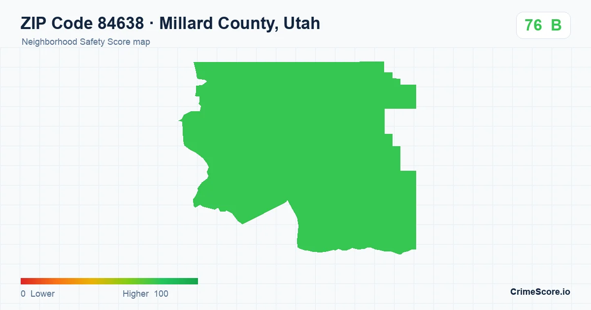 ZIP Code 84638 in Millard County, Utah neighborhood Safety Score map