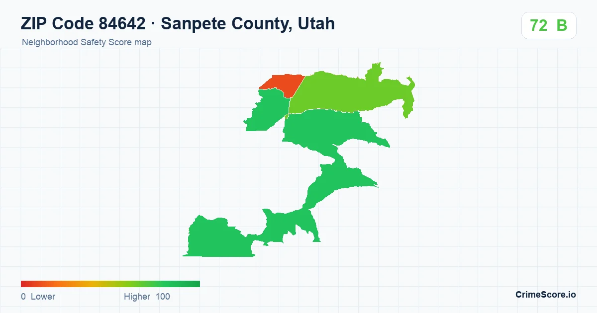 ZIP Code 84642 in Sanpete County, Utah neighborhood Safety Score map