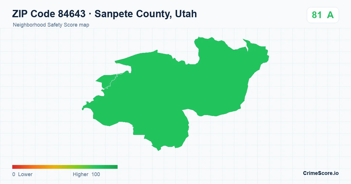 ZIP Code 84643 in Sanpete County, Utah neighborhood Safety Score map