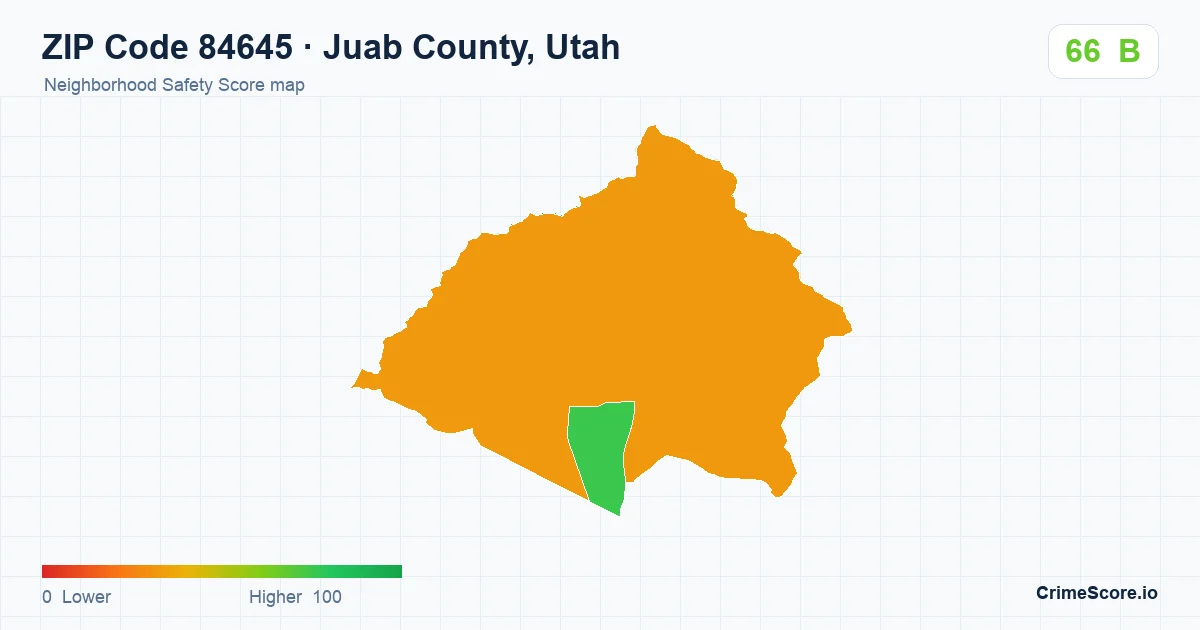 ZIP Code 84645 in Juab County, Utah neighborhood Safety Score map