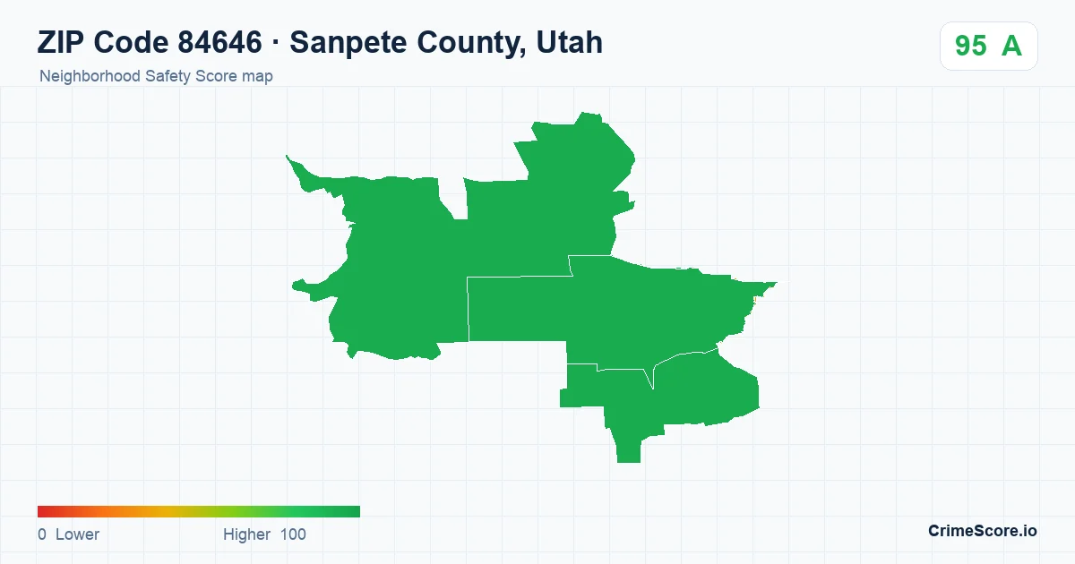 ZIP Code 84646 in Sanpete County, Utah neighborhood Safety Score map