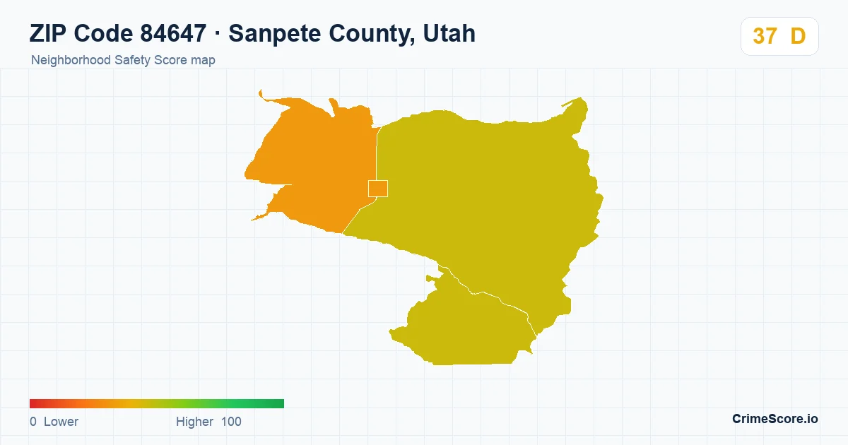 ZIP Code 84647 in Sanpete County, Utah neighborhood Safety Score map