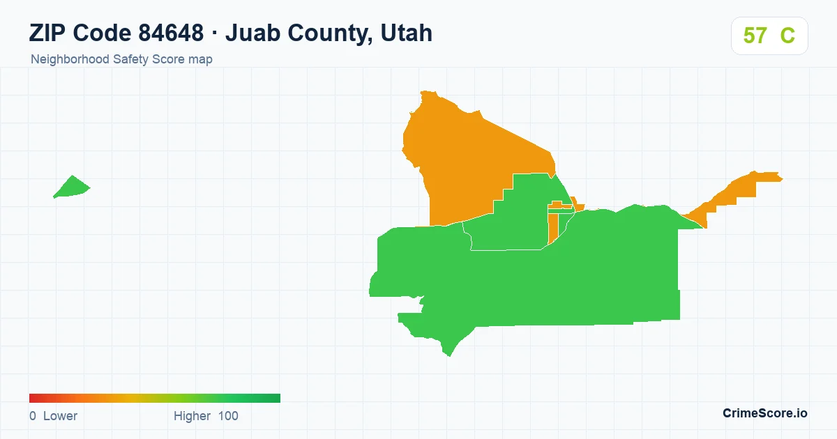 ZIP Code 84648 in Juab County, Utah neighborhood Safety Score map