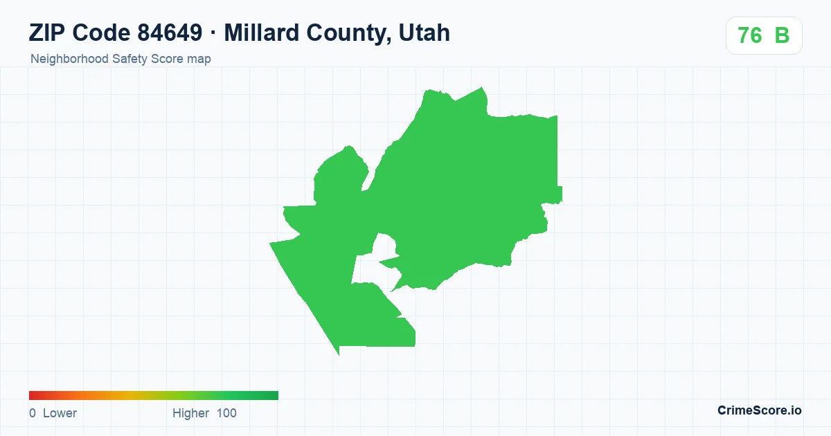 ZIP Code 84649 in Millard County, Utah neighborhood Safety Score map