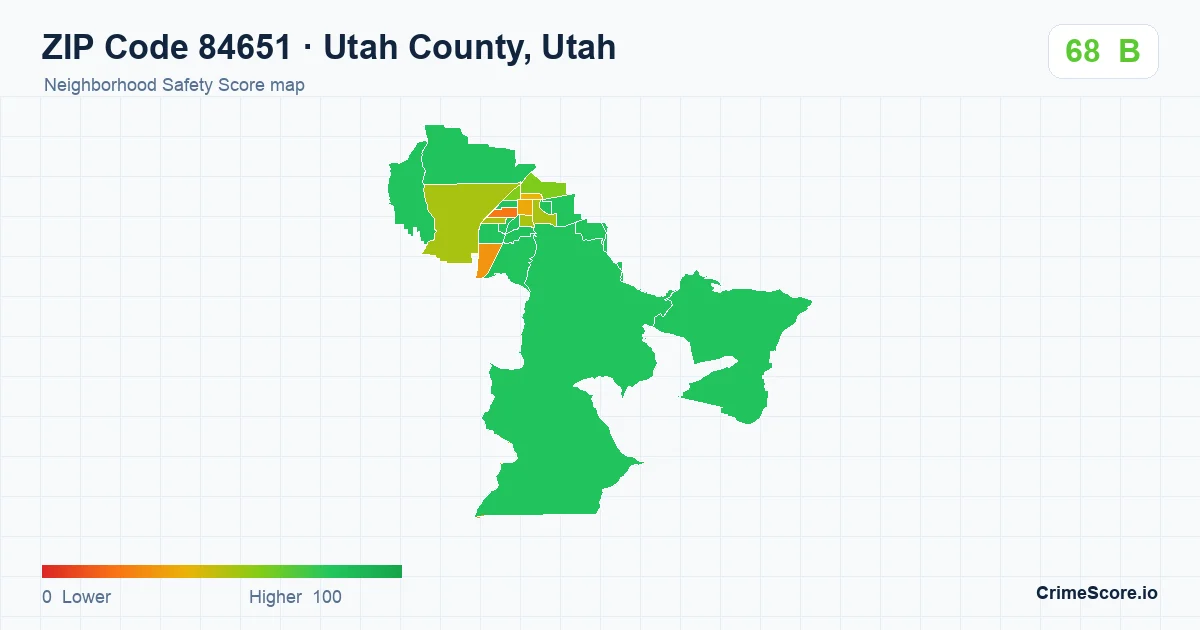 ZIP Code 84651 in Utah County, Utah neighborhood Safety Score map