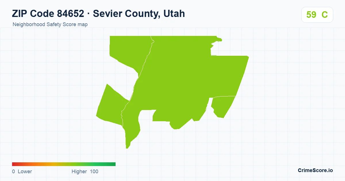 ZIP Code 84652 in Sevier County, Utah neighborhood Safety Score map