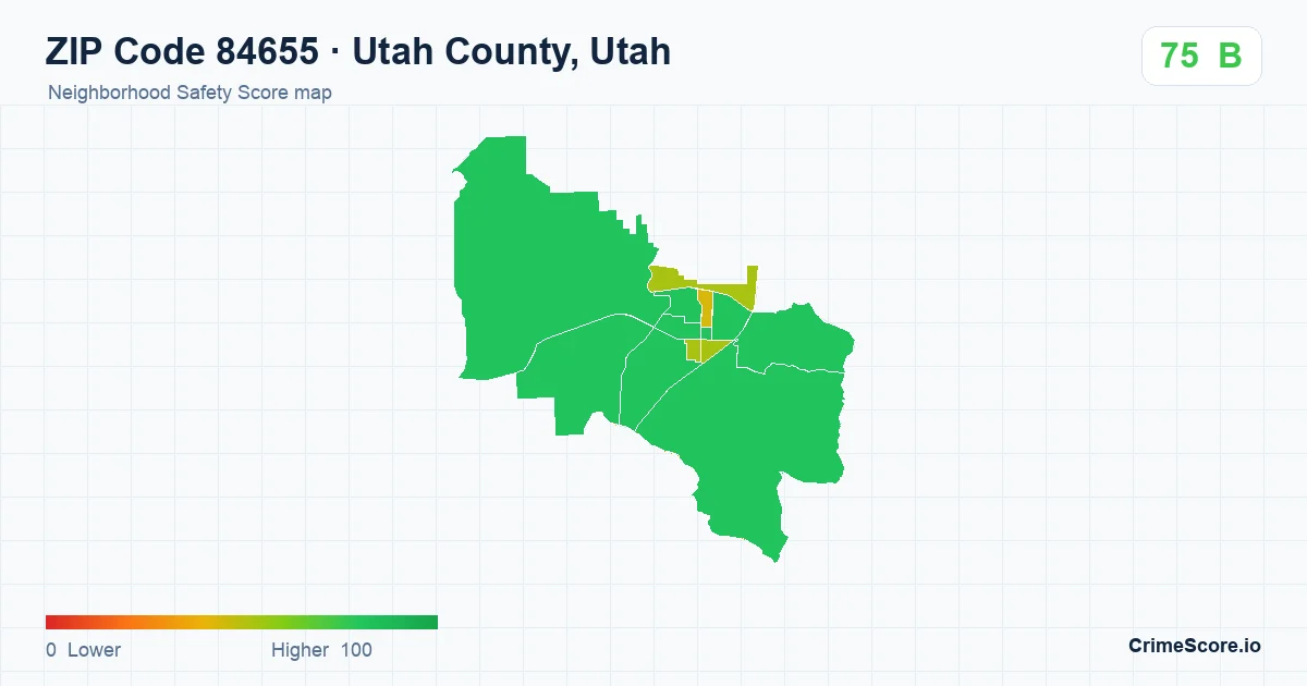 ZIP Code 84655 in Utah County, Utah neighborhood Safety Score map
