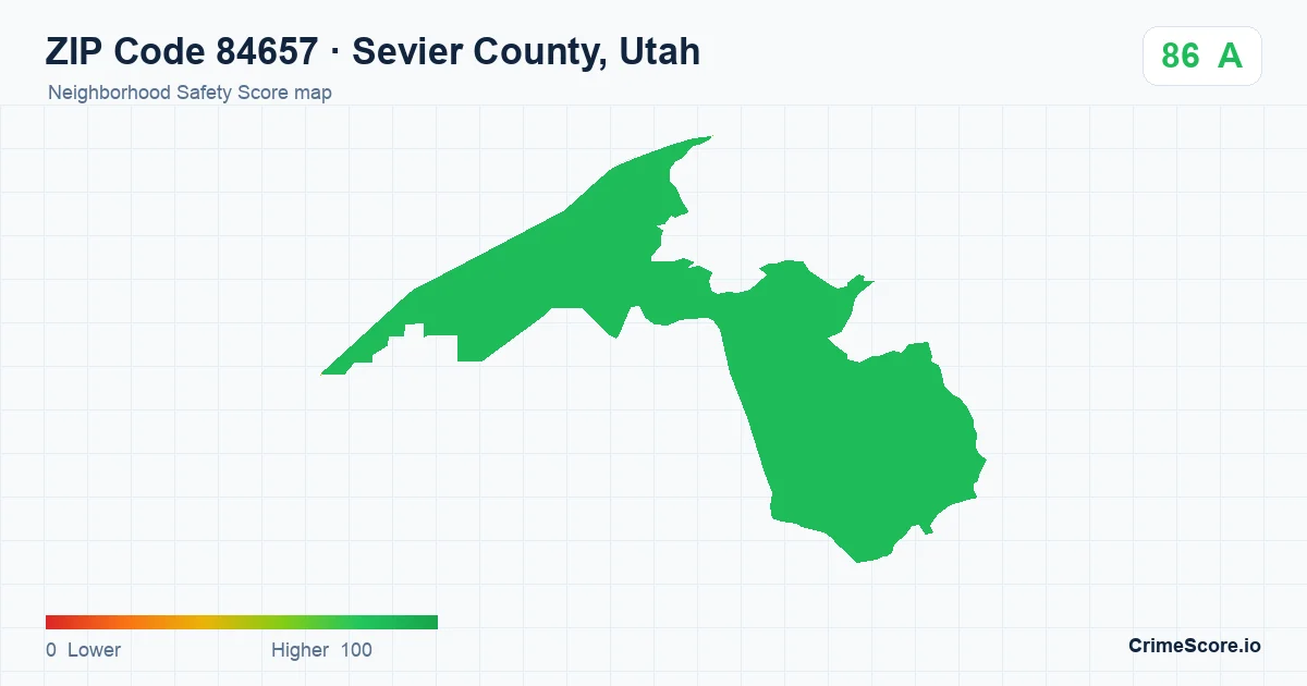 ZIP Code 84657 in Sevier County, Utah neighborhood Safety Score map
