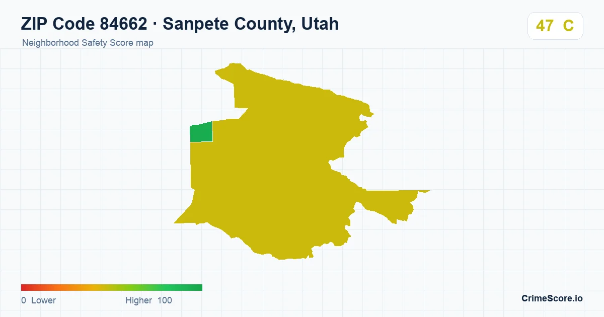 ZIP Code 84662 in Sanpete County, Utah neighborhood Safety Score map