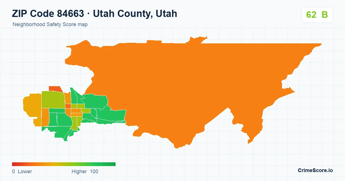 ZIP Code 84663 in Utah County, Utah neighborhood Safety Score map