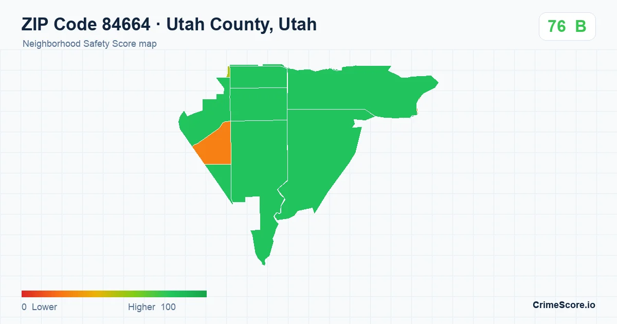 ZIP Code 84664 in Utah County, Utah neighborhood Safety Score map