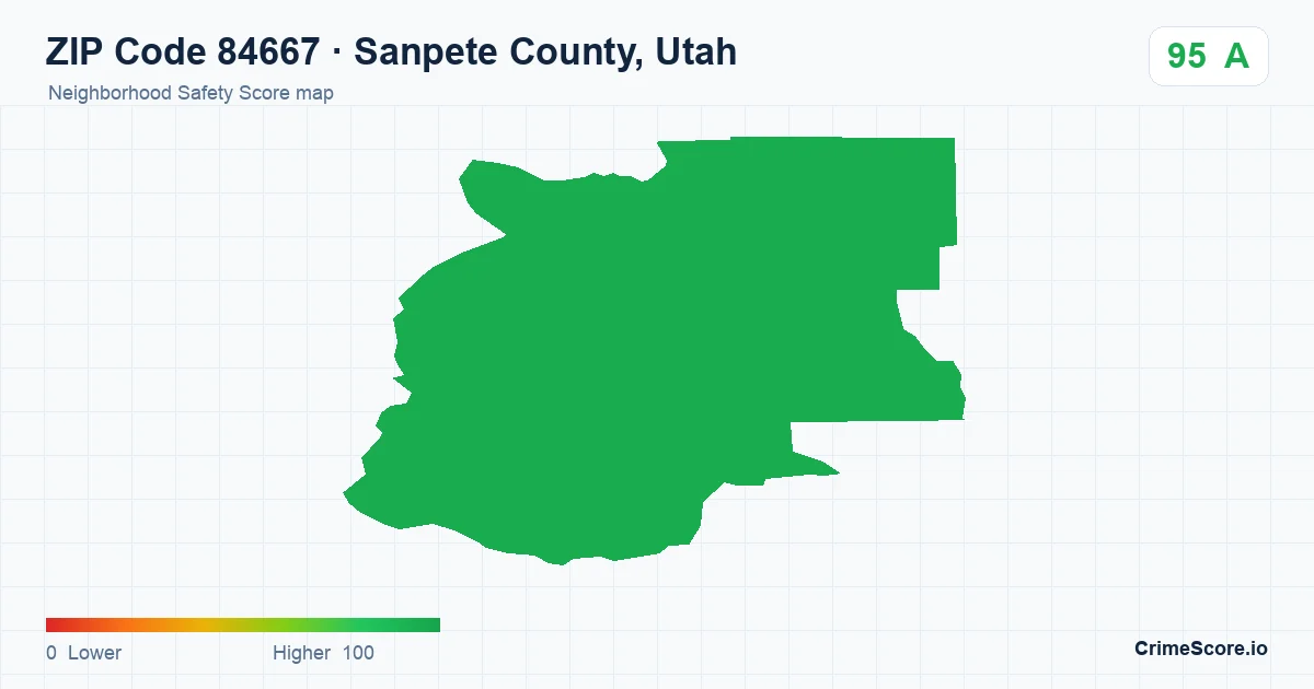 ZIP Code 84667 in Sanpete County, Utah neighborhood Safety Score map