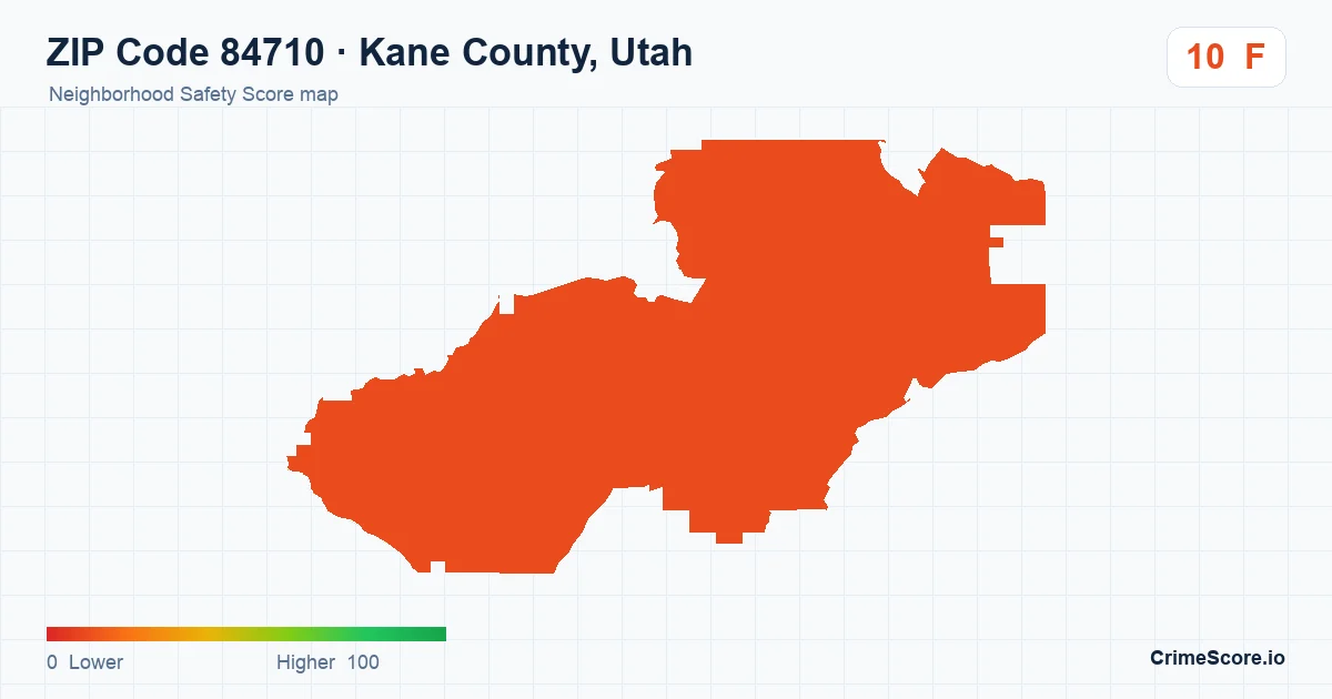 ZIP Code 84710 in Kane County, Utah neighborhood Safety Score map