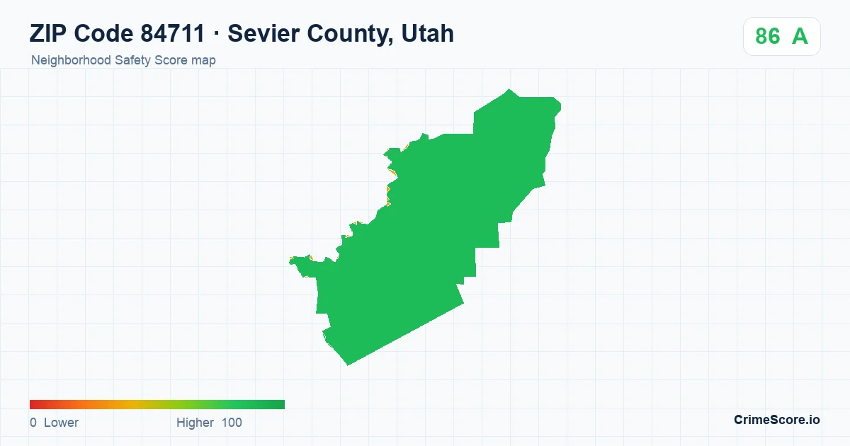 ZIP Code 84711 in Sevier County, Utah neighborhood Safety Score map