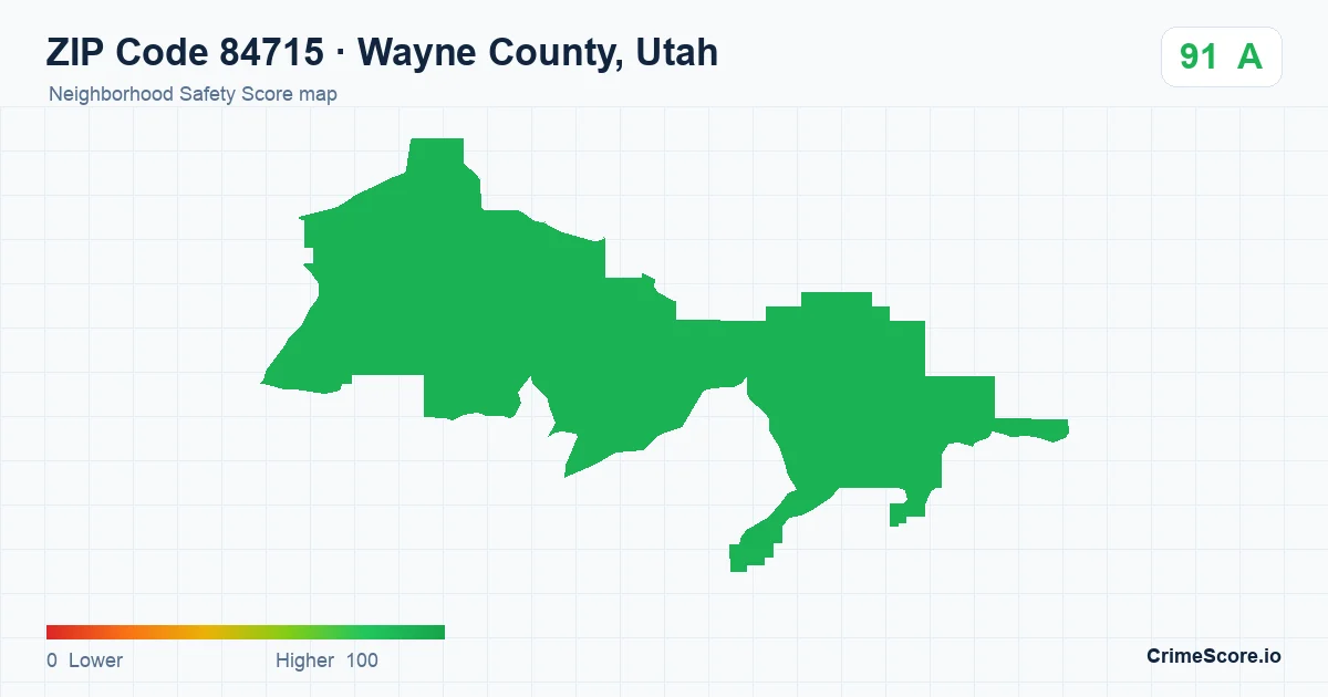 ZIP Code 84715 in Wayne County, Utah neighborhood Safety Score map