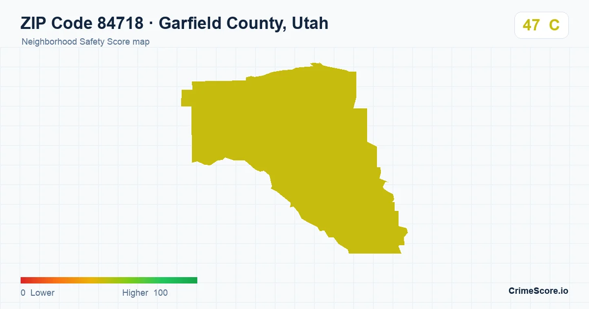 ZIP Code 84718 in Garfield County, Utah neighborhood Safety Score map