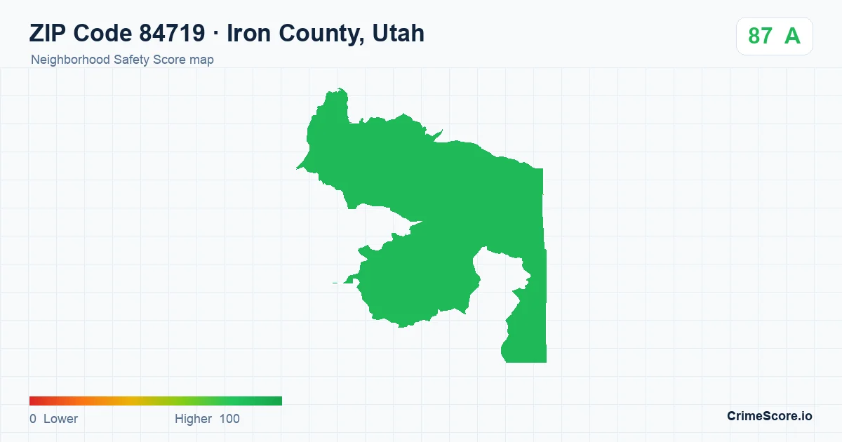 ZIP Code 84719 in Iron County, Utah neighborhood Safety Score map