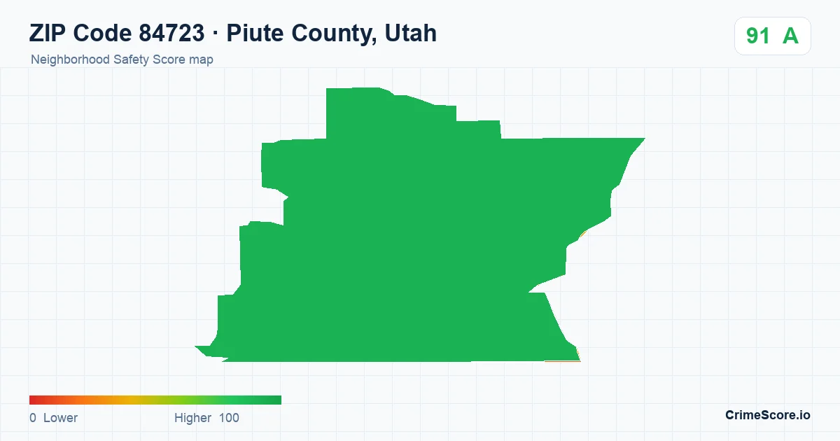 ZIP Code 84723 in Piute County, Utah neighborhood Safety Score map