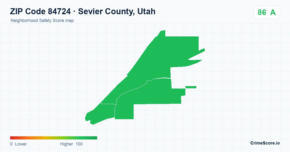 ZIP Code 84724 in Sevier County, Utah neighborhood Safety Score map