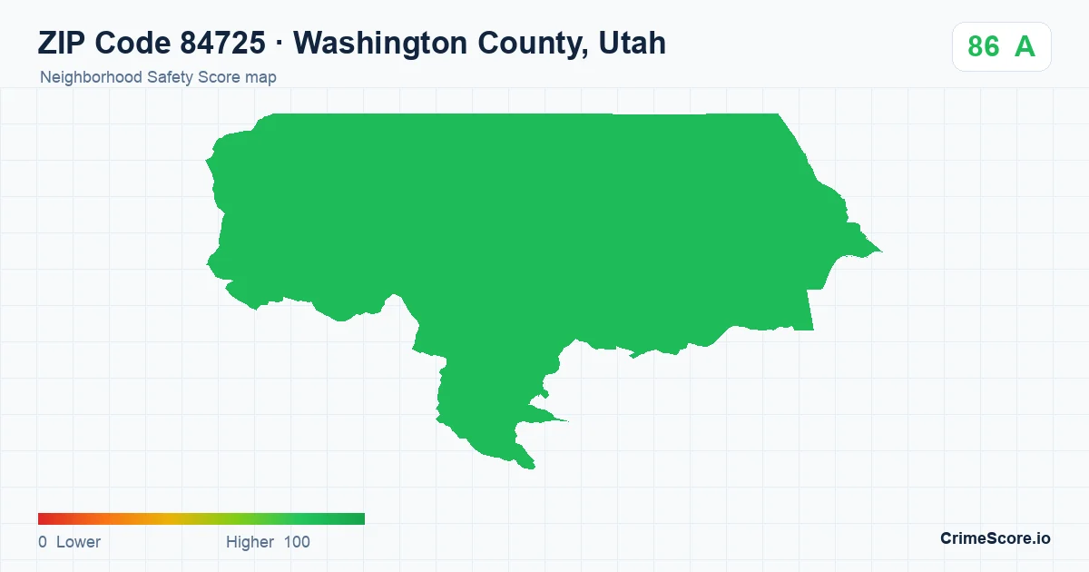 ZIP Code 84725 in Washington County, Utah neighborhood Safety Score map