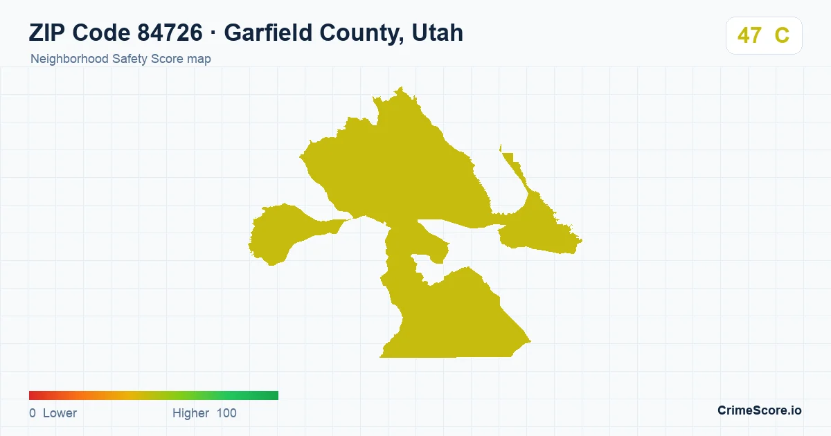 ZIP Code 84726 in Garfield County, Utah neighborhood Safety Score map