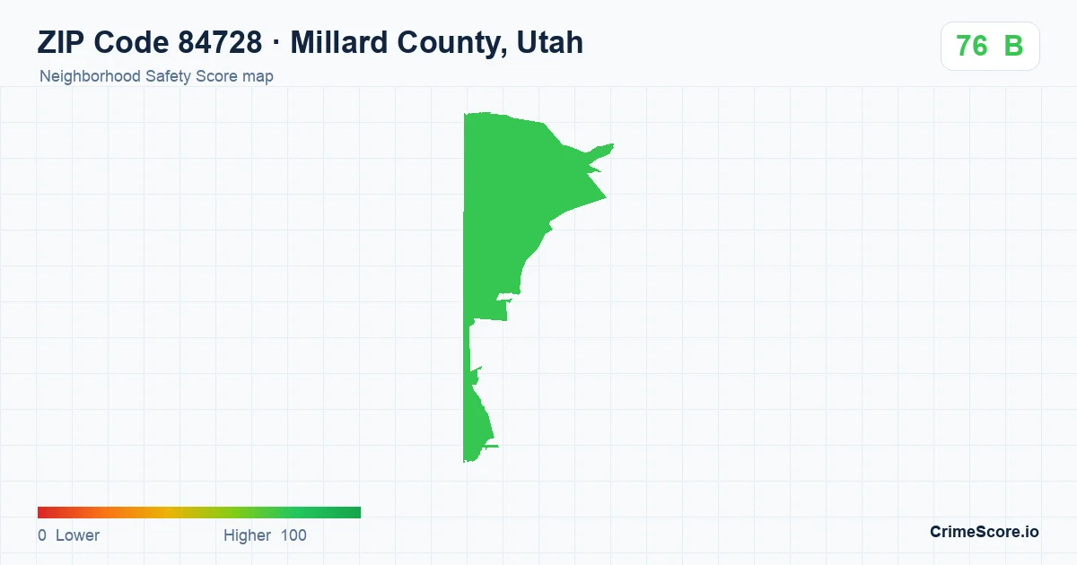 ZIP Code 84728 in Millard County, Utah neighborhood Safety Score map