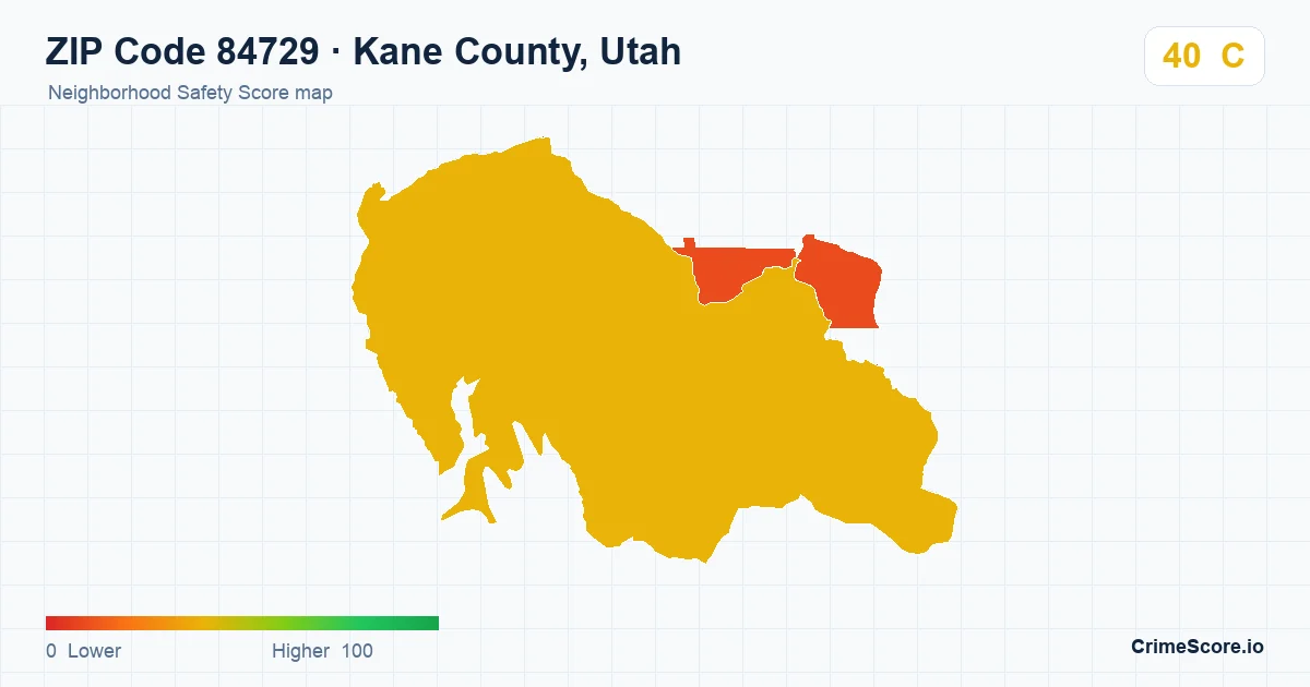 ZIP Code 84729 in Kane County, Utah neighborhood Safety Score map
