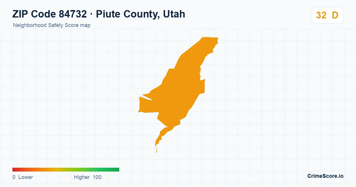 ZIP Code 84732 in Piute County, Utah neighborhood Safety Score map