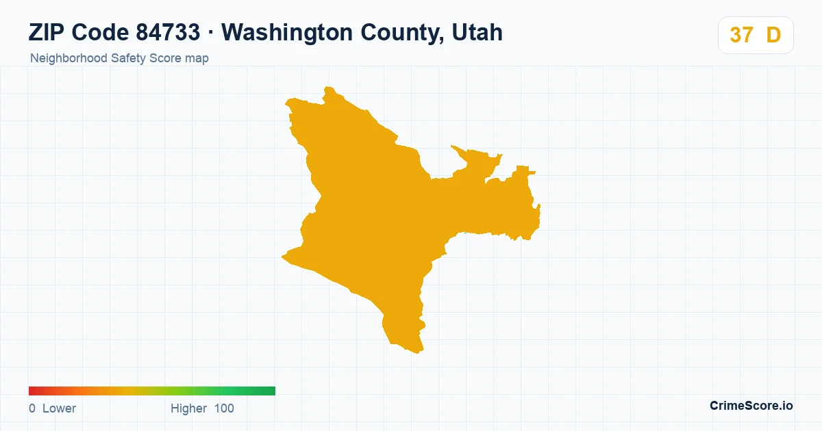 ZIP Code 84733 in Washington County, Utah neighborhood Safety Score map