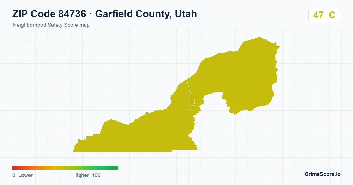 ZIP Code 84736 in Garfield County, Utah neighborhood Safety Score map