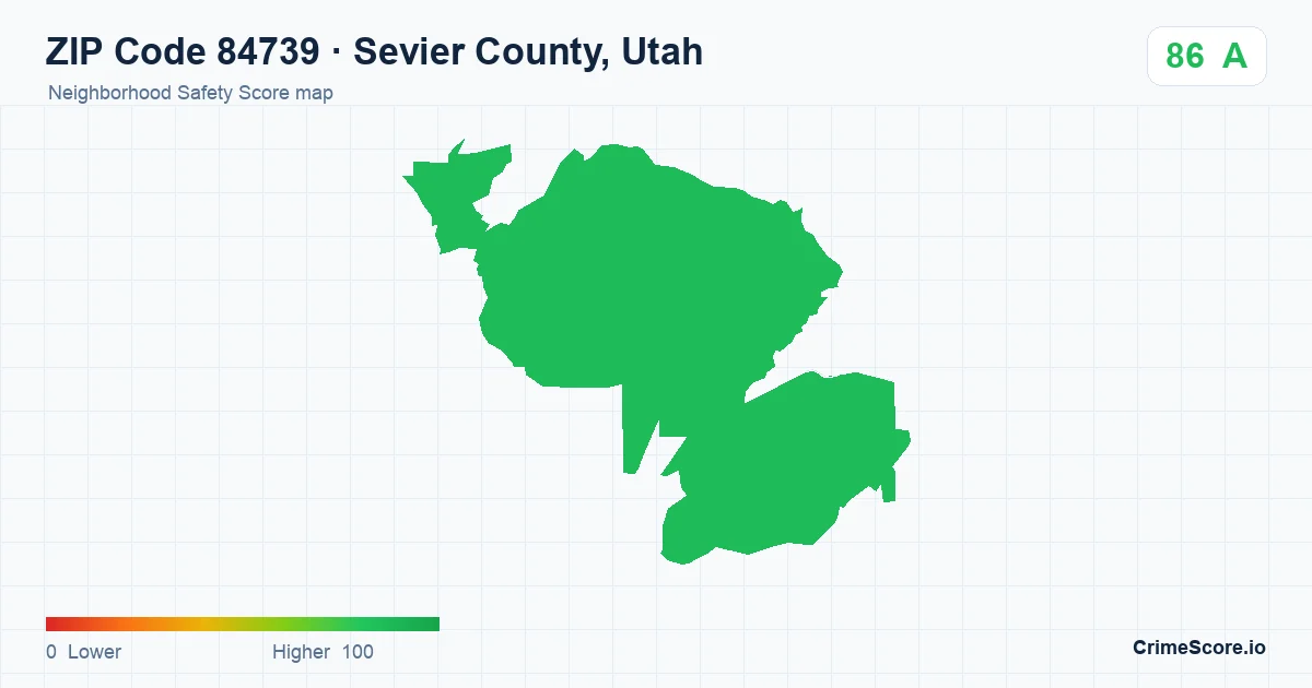 ZIP Code 84739 in Sevier County, Utah neighborhood Safety Score map