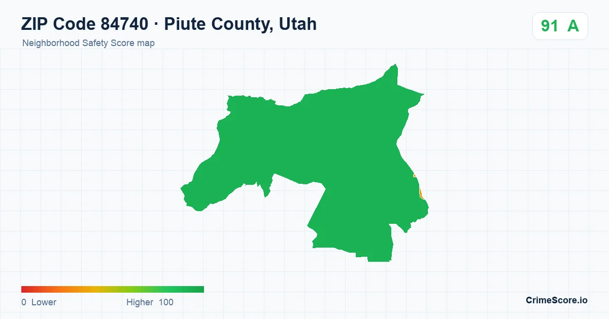 ZIP Code 84740 in Piute County, Utah neighborhood Safety Score map